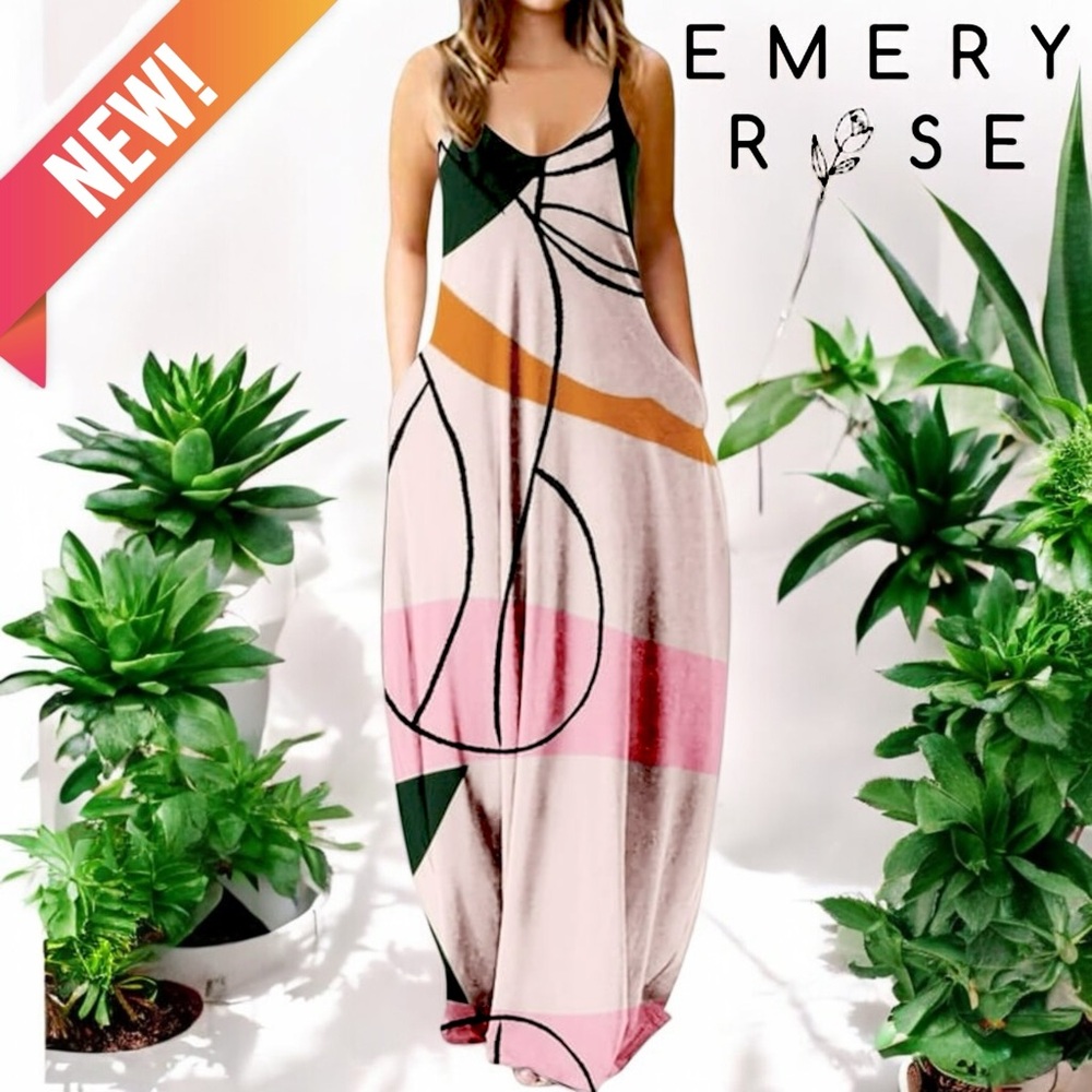 NEW Graphic Print Slant Pocket Cami Dress